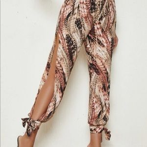 Printed slit pants